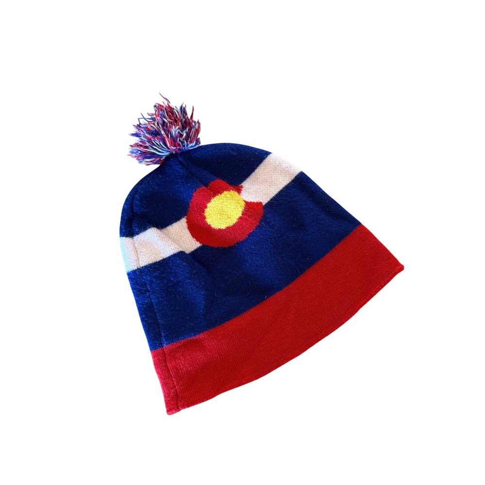 Colorado Flag‎ Beanie Hat Pom Pom Winter Warm Knit Cap
